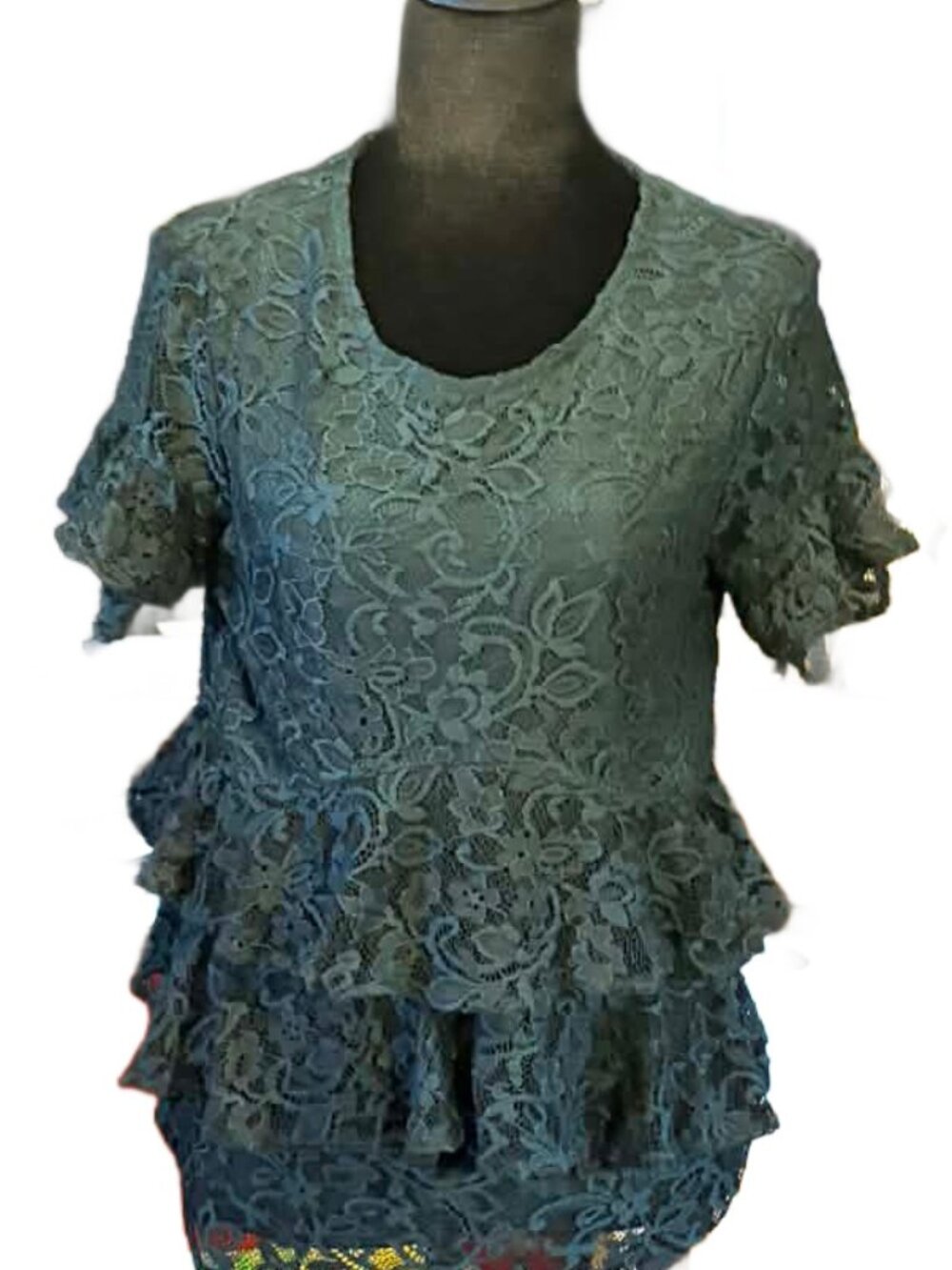 DU JOUR Lace Peplum Blouse